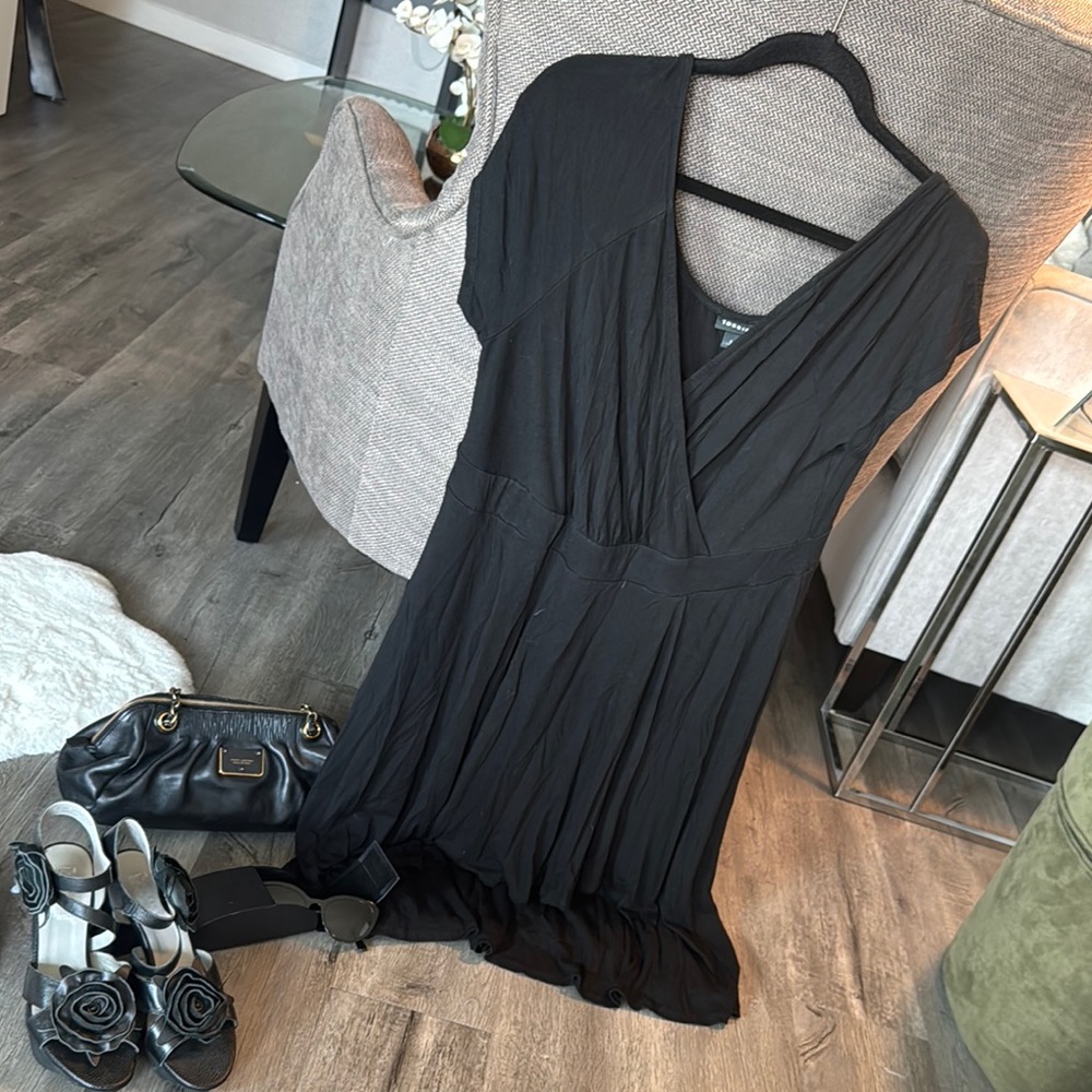 CLOSET CLEARANCE - Torrid Black Ruched Wrap Sundress Long Sleeve